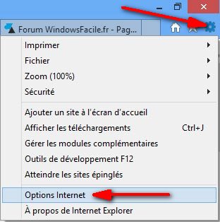IE10 Internet Explorer Outils Options