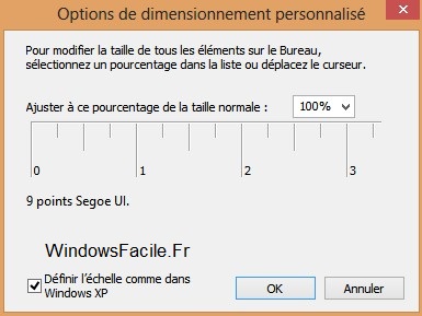 options de dimensionnement personnalisé