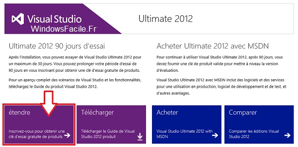 VS2012 etendre licence