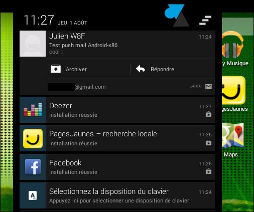 Android notification center telechargement applications