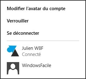 changer utilisateur connecte