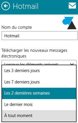 configurer Courrier synchronisation mail