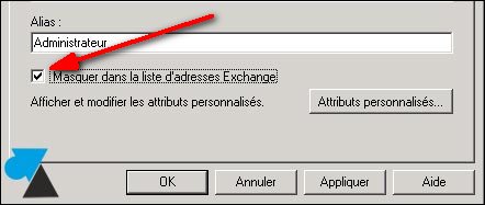 Exchange console configuration boite aux lettres utilisateur