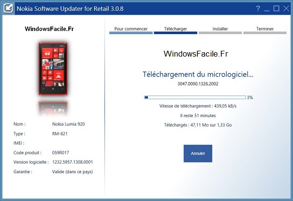 Téléchargement du micrologiciel firmware