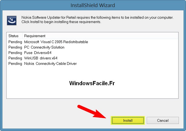 Installer Nokia Software Updater for Retail