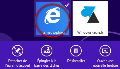 icone Internet Explorer clic droit