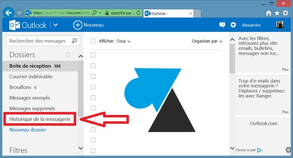 outlook historique messagerie