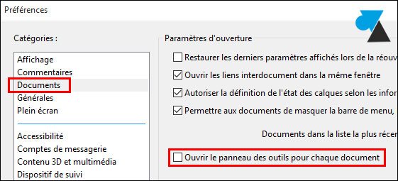 tutoriel Adobe Acrobat Reader desactiver panneau lateral