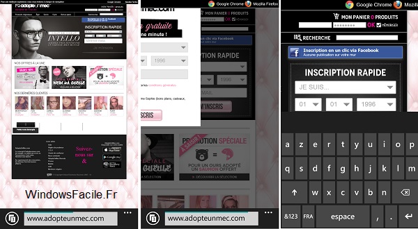 adopteunmec inutilisable windows phone navigateur