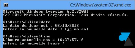 cmd commande date time changer heure