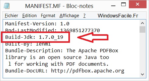 fichier manifest.mf build-jdk