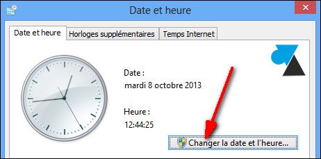 changer date heure Windows