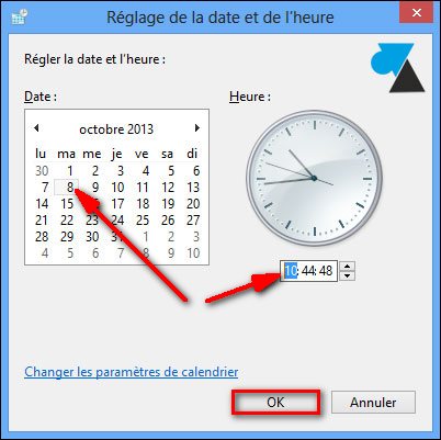 changer date heure Windows