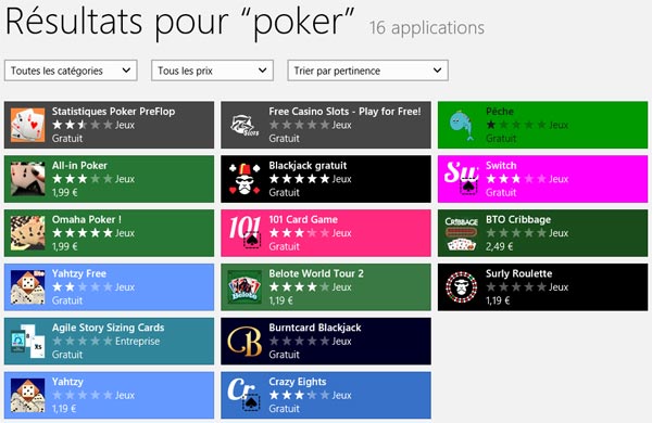 application poker Windows Store