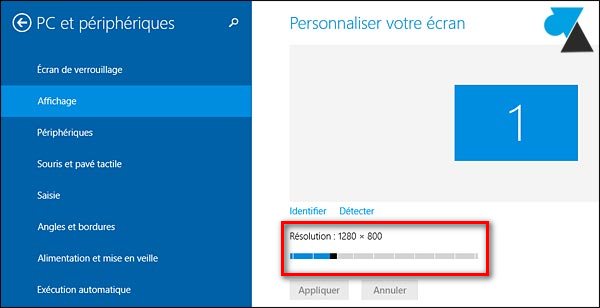 tutoriel changer resolution ecran Windows 8