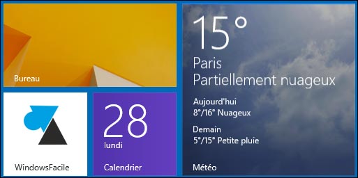 tuile bureau ecran accueil Windows 8 8.1