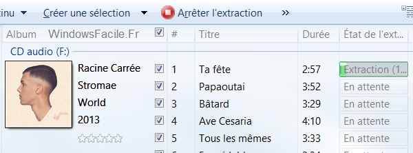 Windows Media Extraction en cours