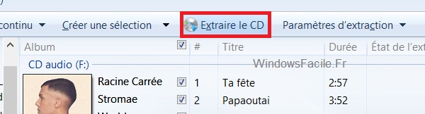 Windows Media Extraire le CD