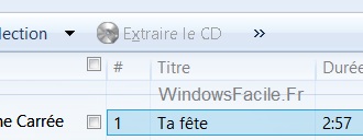 Windows Media extraire CD grisé désactivé
