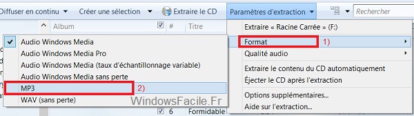 extraction format MP3