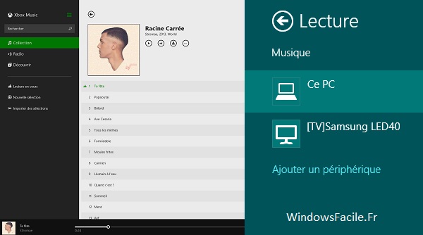 DLNA lecture choix peripherique