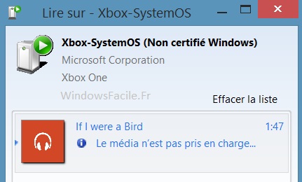 Xbox One semble incompatible MP3 DLNA