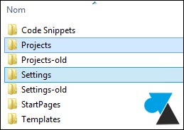 Visual Studio projects settings