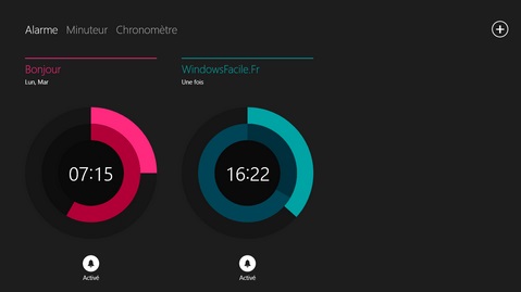 Windows 8 deux alarmes