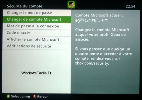 Securite compte xbox 360