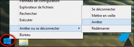 tutoriel arreter Windows 8 bouton demarrer