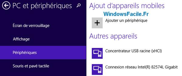 liste périphériques windows 8