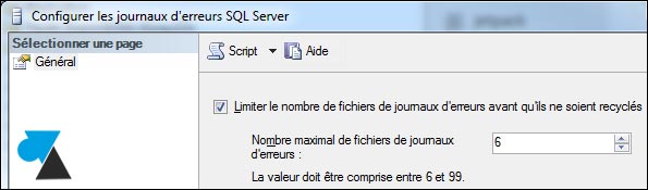 log SQL Server nombre maximum ERRORLOG