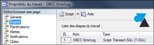 travail tache SQL Server dbcc errorlog