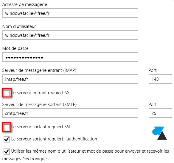 tutoriel configurer Courrier Free fr