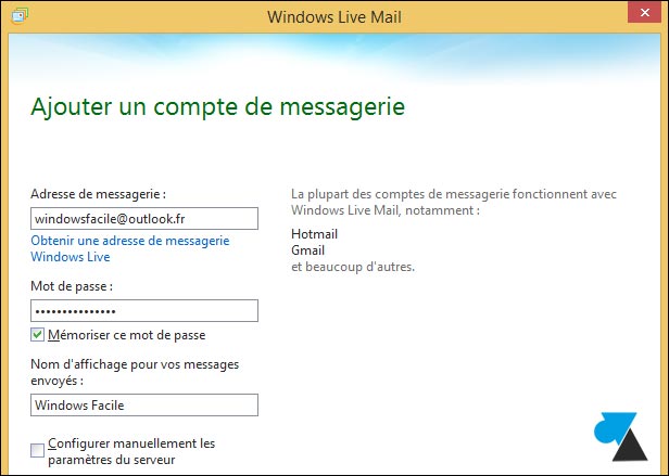 tutoriel Windows Live Mail compte Outlook Hotmail