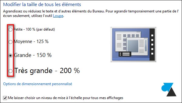 zoom agrandir resolution texte Windows plus grand