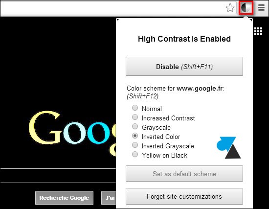 Google Chrome extension High Contrast