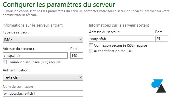 tutoriel adresse email SFR Windows Live Mail