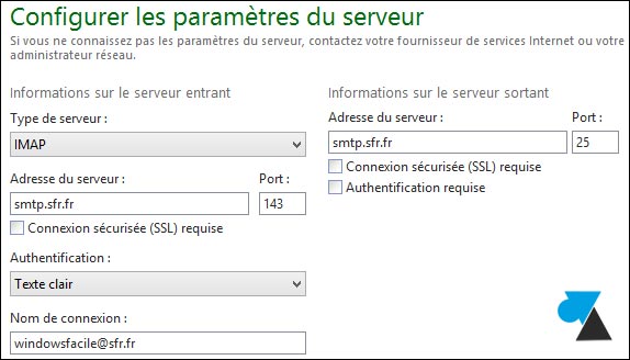 tutoriel adresse email SFR Windows Live Mail