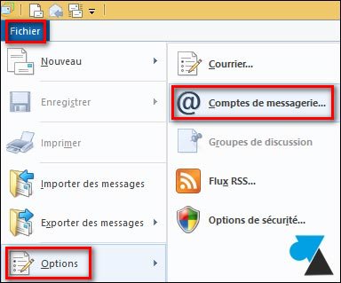 Windows Live Mail suppression compte adresse email