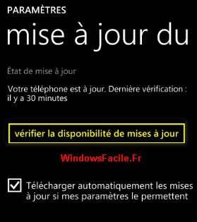 Windows Phone vérifier mise à jour