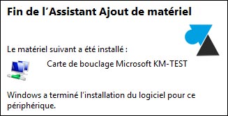 tutoriel ajouter carte reseau bouclage Microsoft