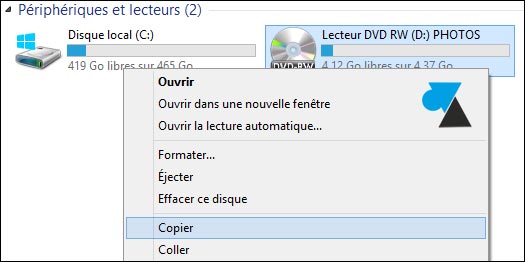 tutoriel copier disque CD DVD avec Windows 8