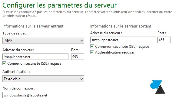 tutoriel configurer Windows Live Mail LaPoste Poste