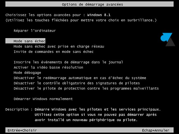 F8 mode sans echec Windows 8 8.1