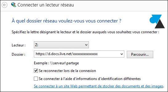 tutoriel Windows connecter lecteur reseau OneDrive