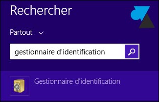 gestionnaire identification Windows 8