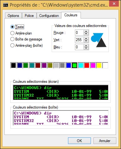 invite de commandes dos cmd changer couleurs