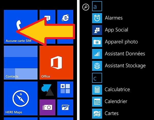 Nokia Lumia Windows Phone 8 accueil applications