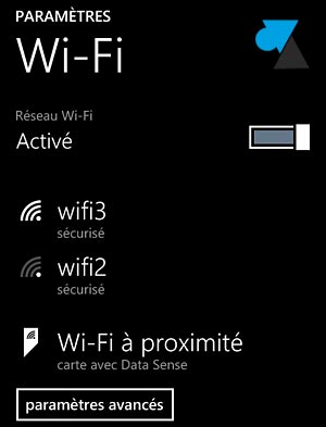Nokia Lumia Windows Phone parametres reseau wifi